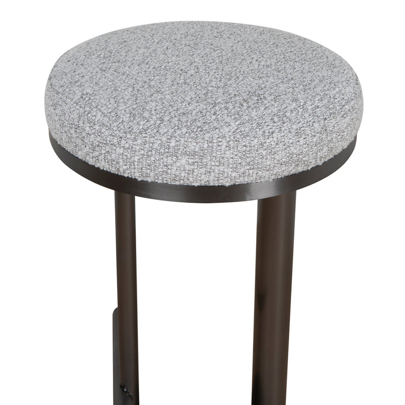 68cm Brush Black Bar Stool - Silver Grey Boucle