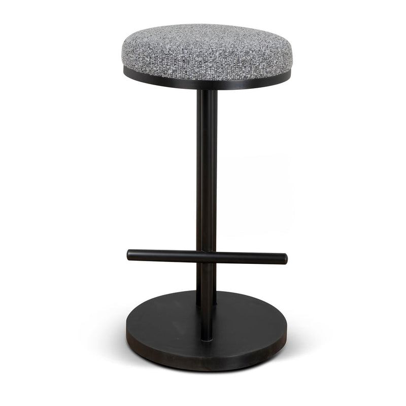 68cm Brush Black Bar Stool - Silver Grey Boucle