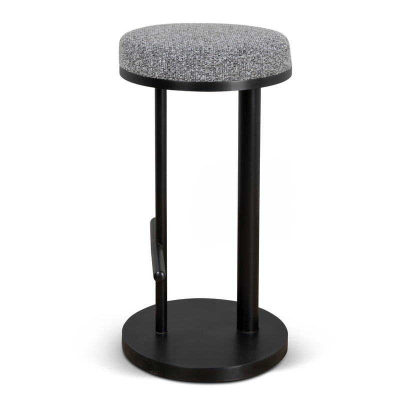 68cm Brush Black Bar Stool - Silver Grey Boucle