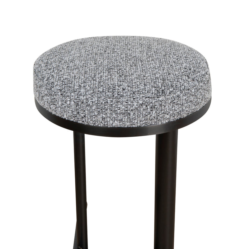 68cm Brush Black Bar Stool - Silver Grey Boucle