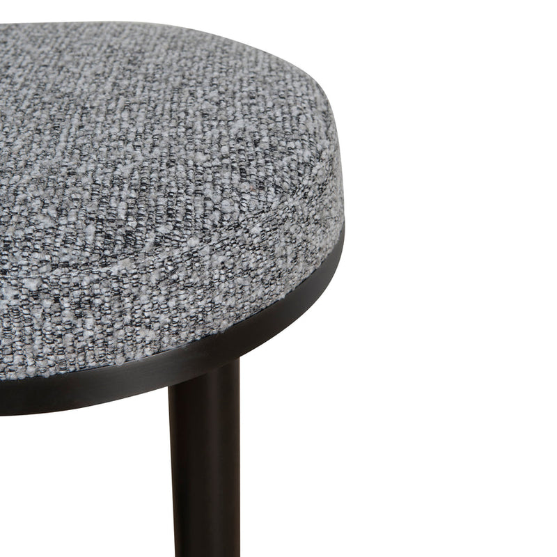 68cm Brush Black Bar Stool - Silver Grey Boucle