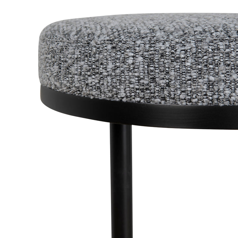 68cm Brush Black Bar Stool - Silver Grey Boucle