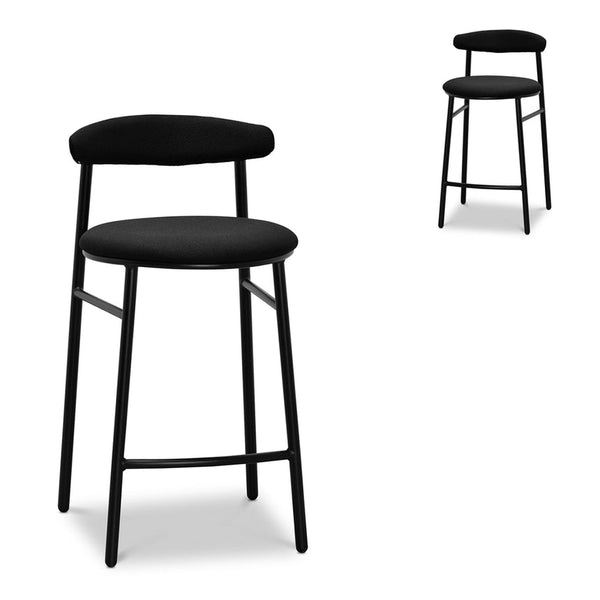 65cm Bar Stool - Full Black (Set of 2)