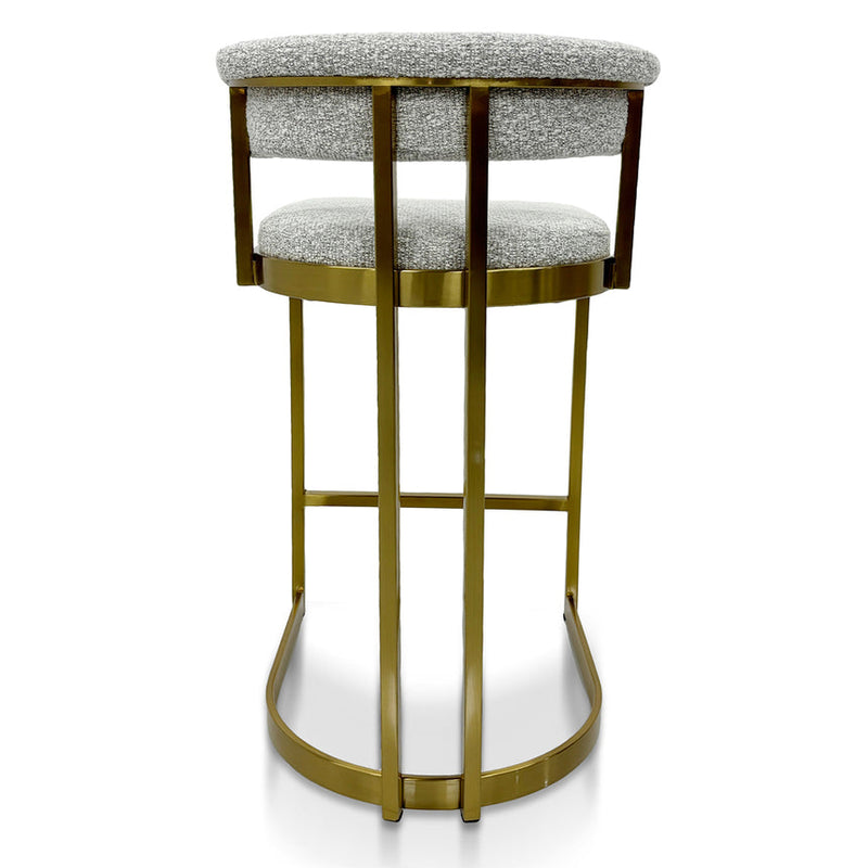 Silver Grey Boucle Bar Stool - Golden Base