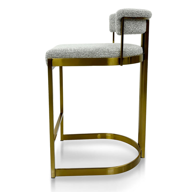 Silver Grey Boucle Bar Stool - Golden Base