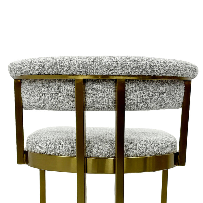 Silver Grey Boucle Bar Stool - Golden Base