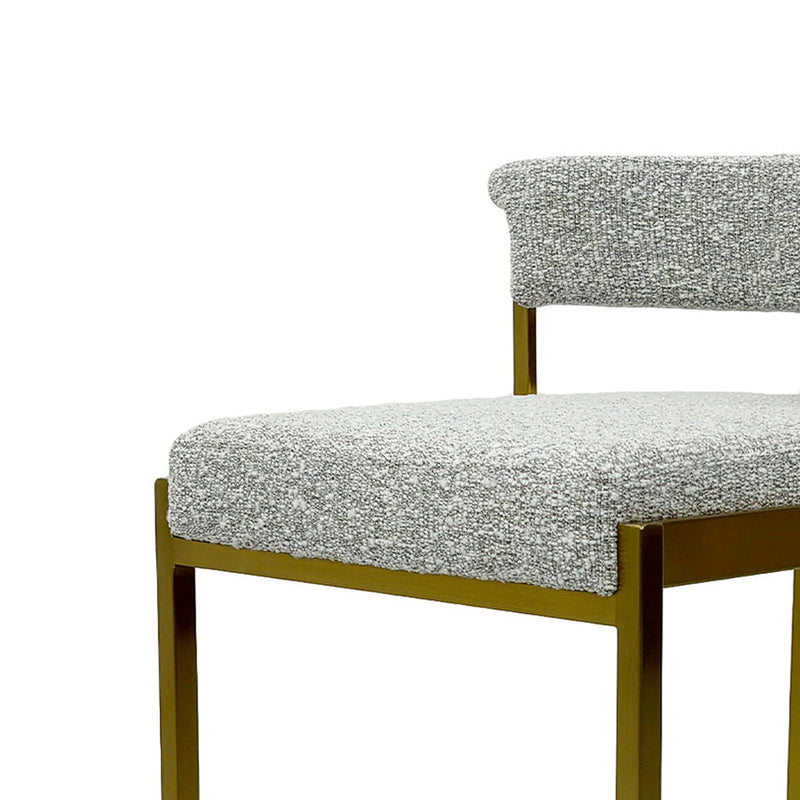 Silver Grey Boucle Bar Stool - Golden Base