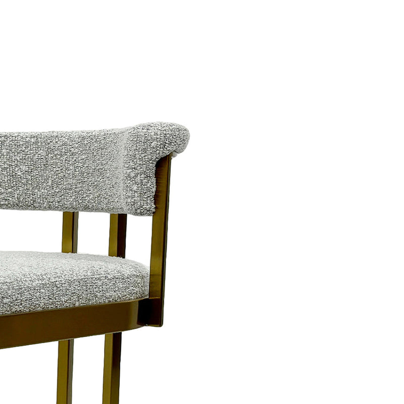 Silver Grey Boucle Bar Stool - Golden Base