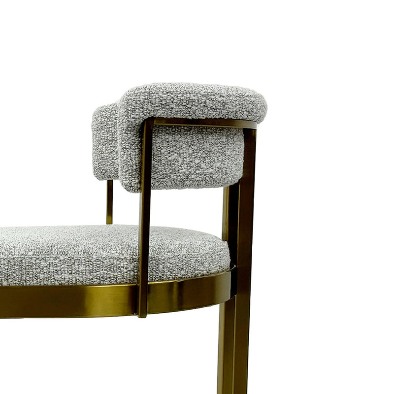 Silver Grey Boucle Bar Stool - Golden Base