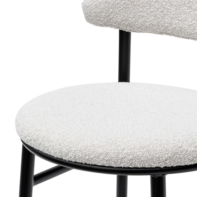 65cm Bar Stool - Moon White Boucle and Black Legs (Set of 2)