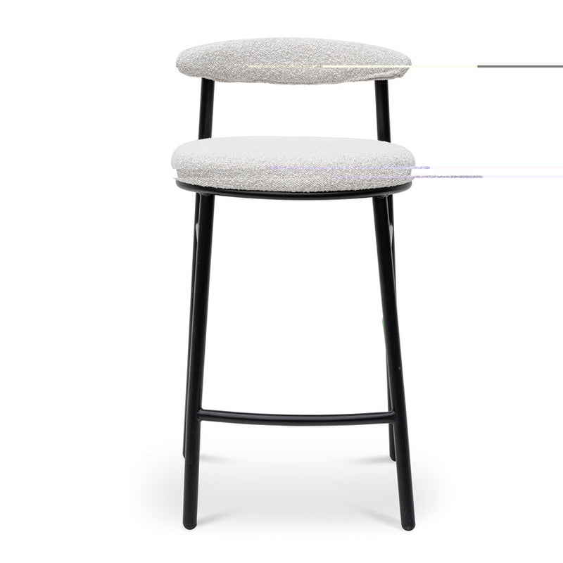 65cm Bar Stool - Moon White Boucle and Black Legs (Set of 2)