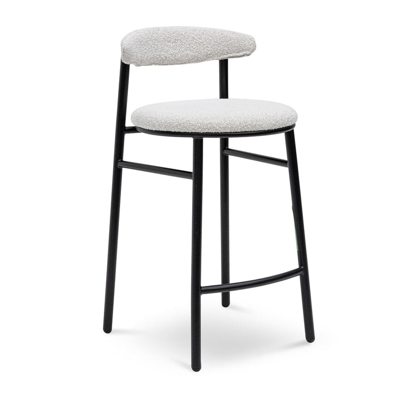 65cm Bar Stool - Moon White Boucle and Black Legs (Set of 2)