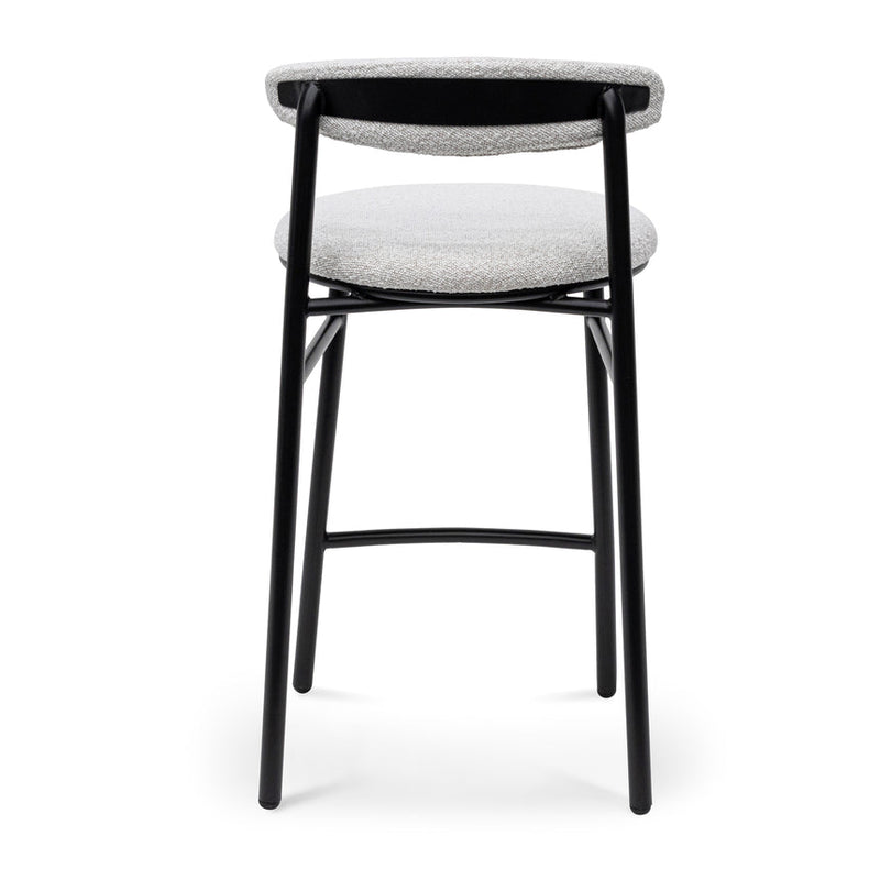 65cm Bar Stool - Moon White Boucle and Black Legs (Set of 2)