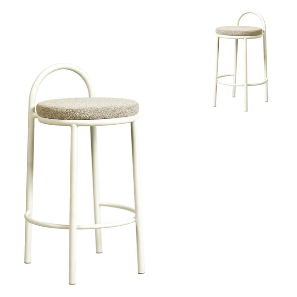 63cm White Frame Bar Stool - Clay Grey (Set of 2)