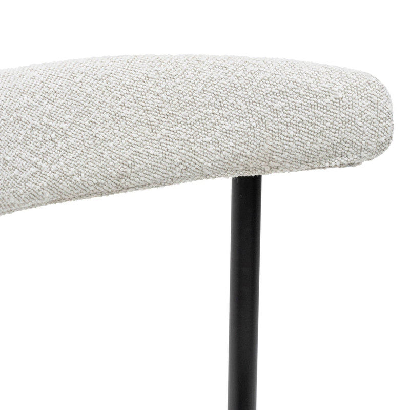 Fabric Dining Chair - Moon White Boucle and Black Legs (Set of 2)