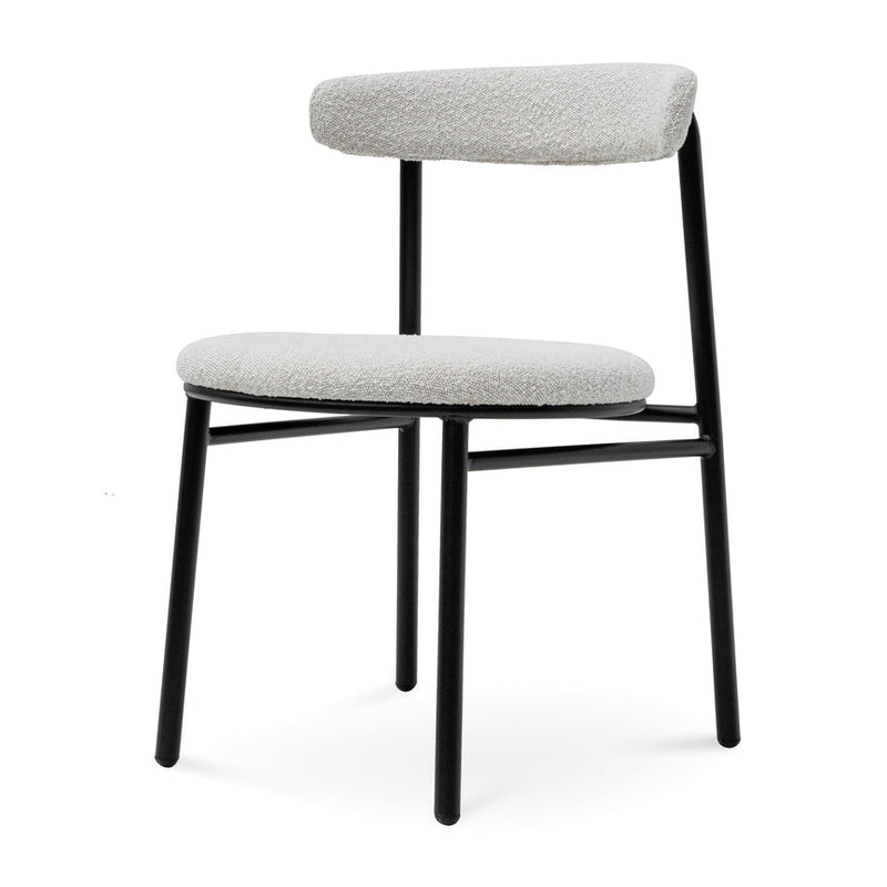 Fabric Dining Chair - Moon White Boucle and Black Legs (Set of 2)