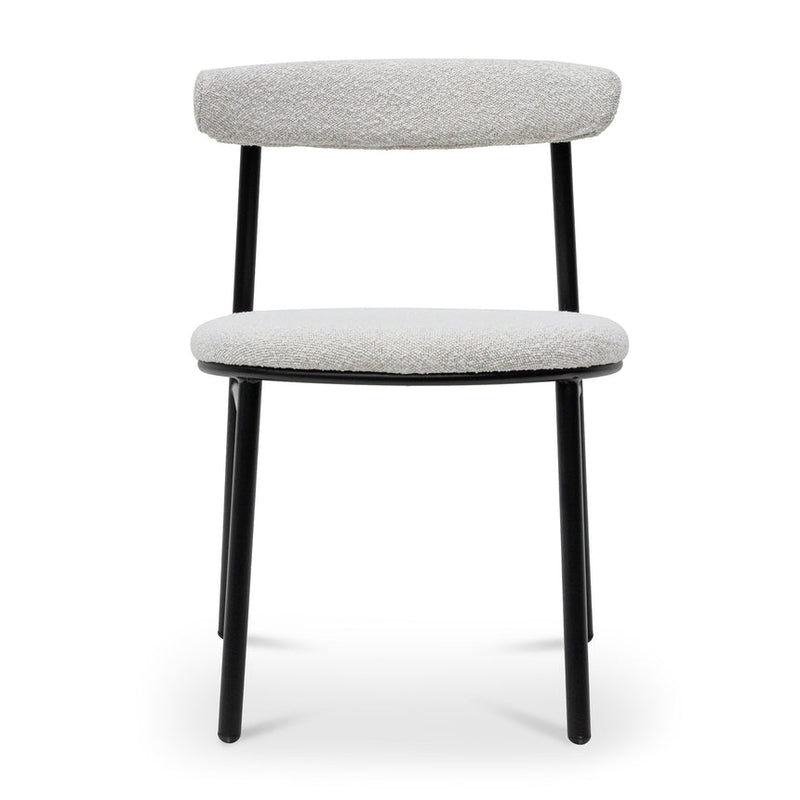 Fabric Dining Chair - Moon White Boucle and Black Legs (Set of 2)