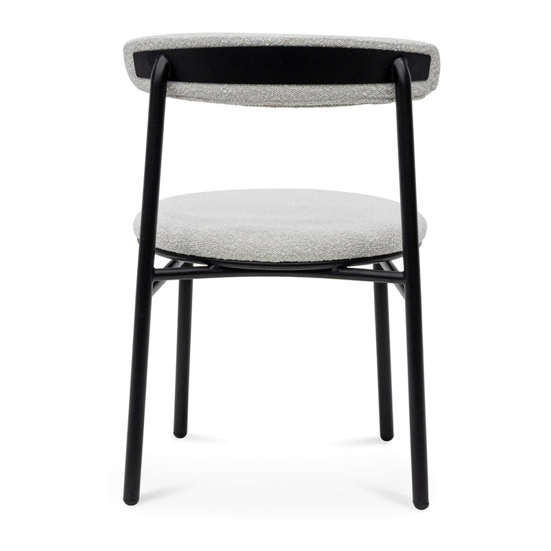 Fabric Dining Chair - Moon White Boucle and Black Legs (Set of 2)