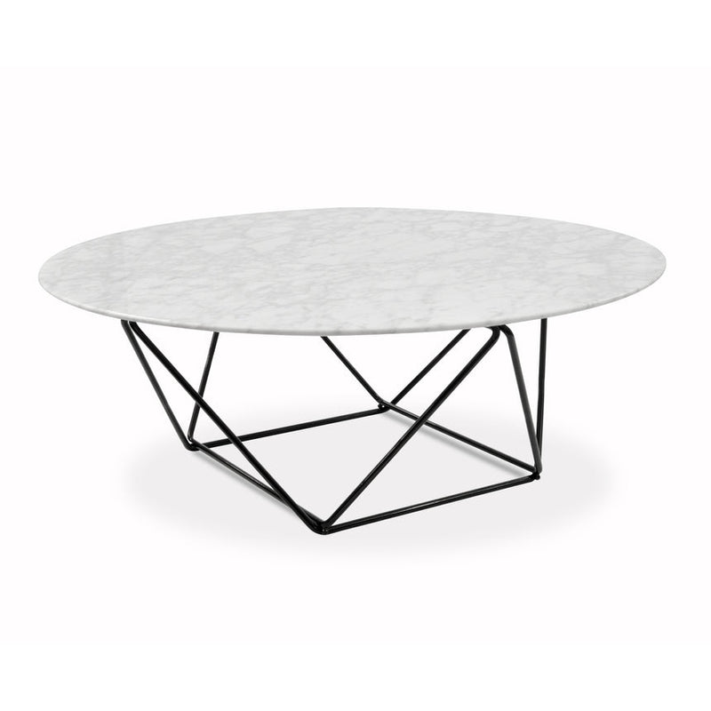 100cm Round Marble Coffee Table With White Base