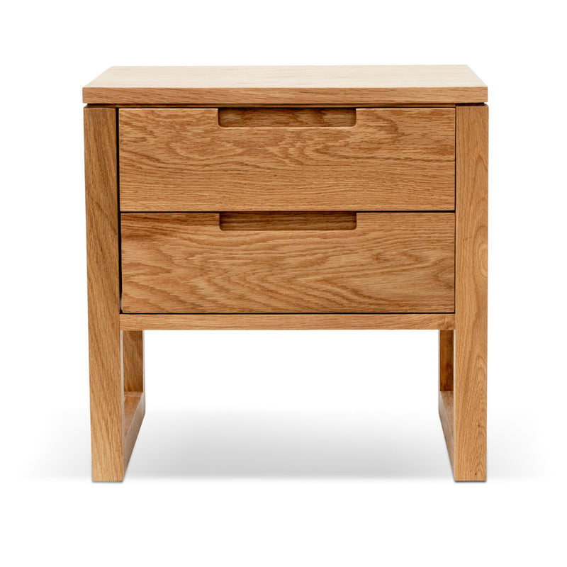 2 Drawer Wooden Bedside Table - Natural Oak