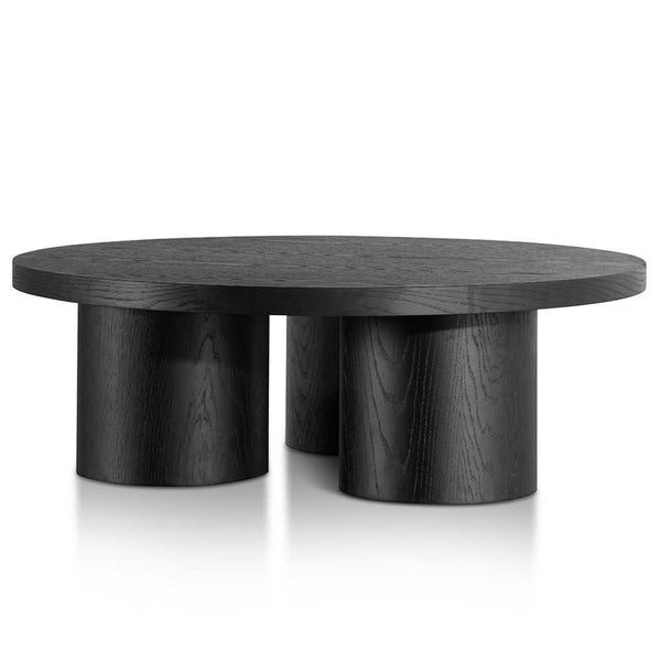 100cm Wooden Round Coffee Table - Black