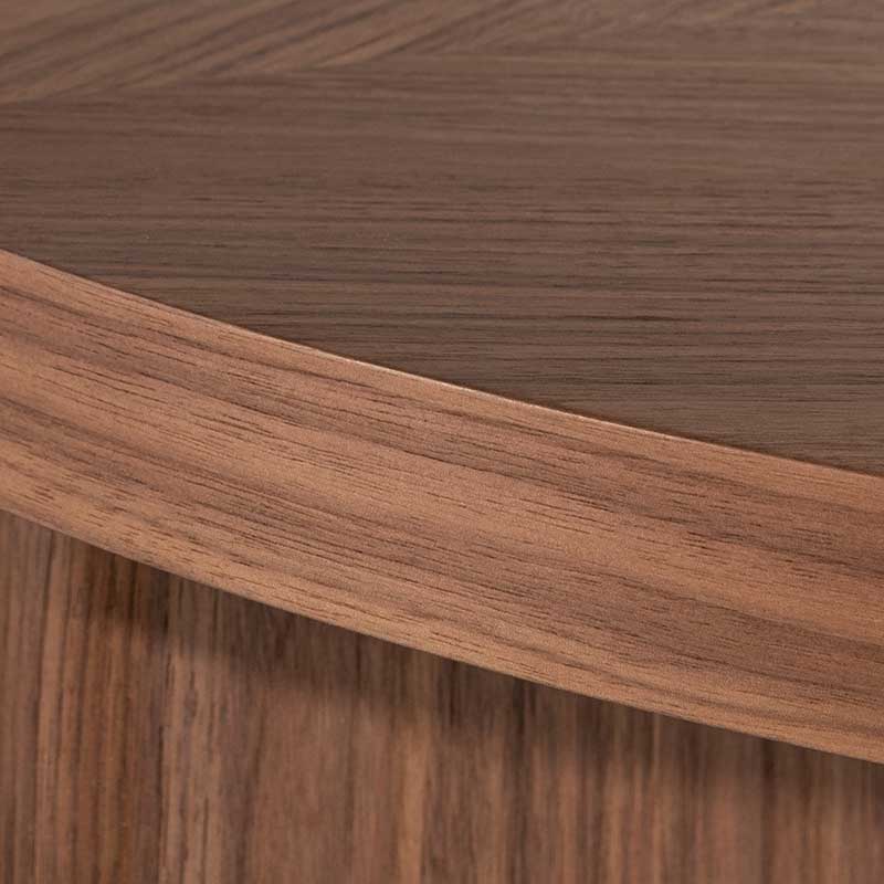 100cm Wooden Round Coffee Table - Walnut