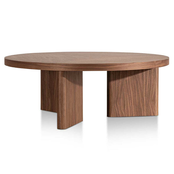 100cm Wooden Round Coffee Table - Walnut