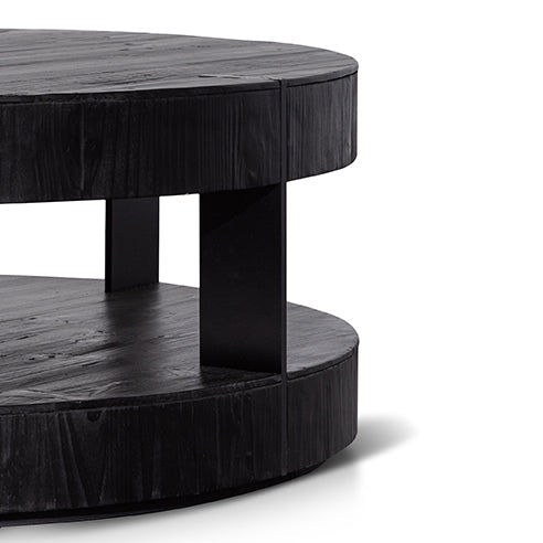 100cm Round Coffee Table - Full Black