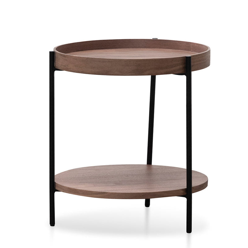 44cm Round Side Table - Walnut