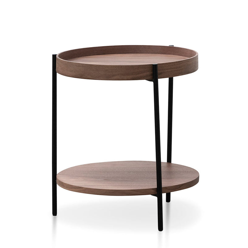 44cm Round Side Table - Walnut