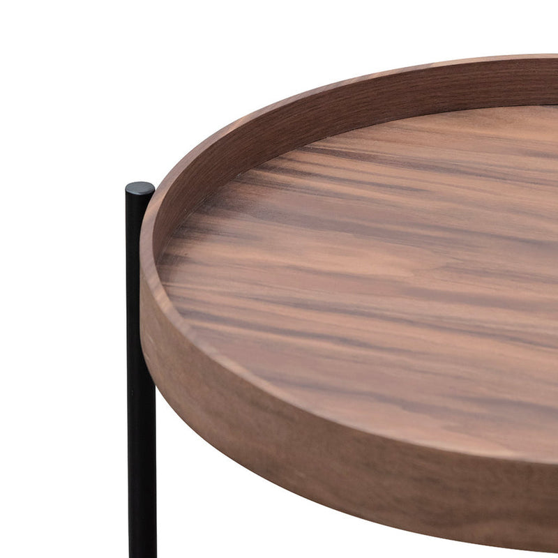 44cm Round Side Table - Walnut