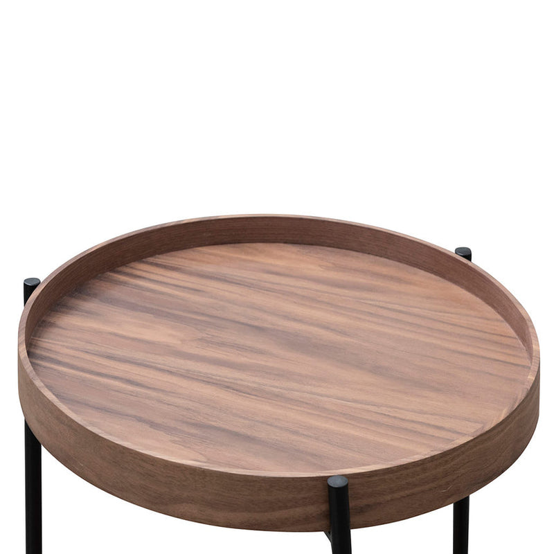 44cm Round Side Table - Walnut