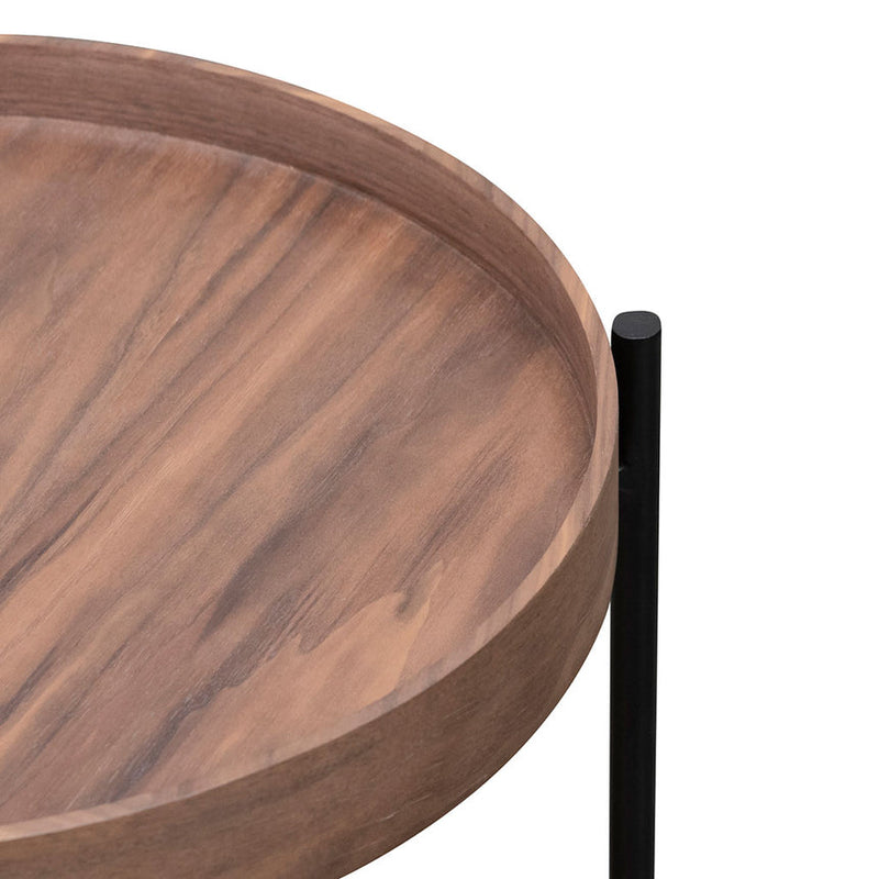 44cm Round Side Table - Walnut