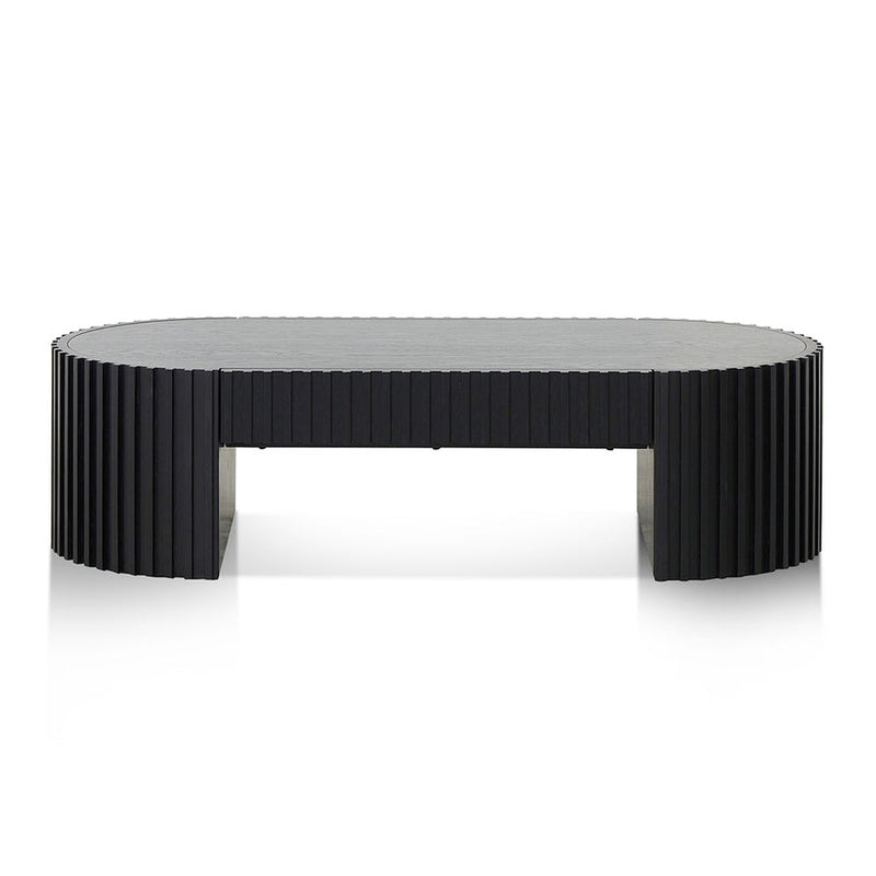 1.3m Oval Coffee Table - Full Black Oak