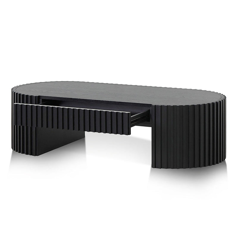 1.3m Oval Coffee Table - Full Black Oak