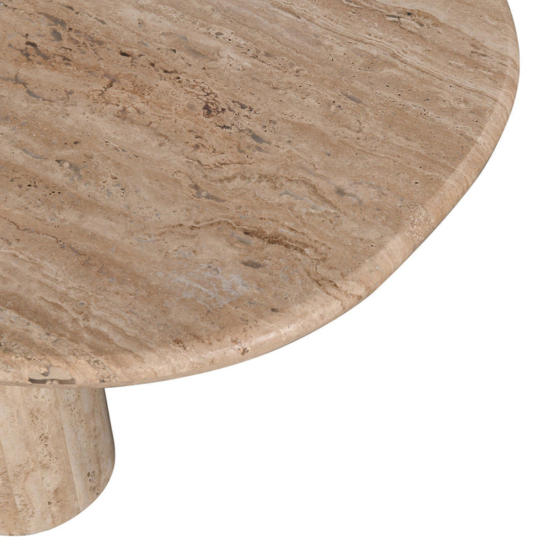 1.2m Travertine Top Oval Coffee Table - Walnut