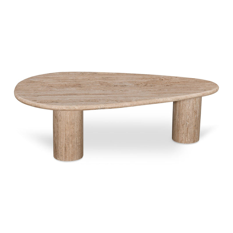 1.2m Travertine Top Oval Coffee Table - Walnut