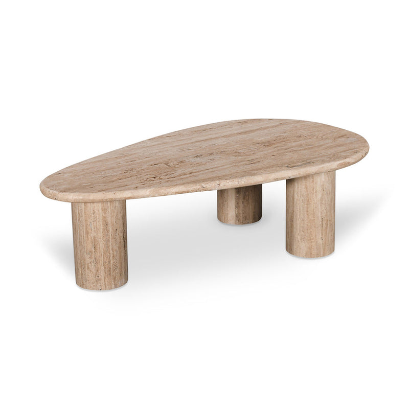 1.2m Travertine Top Oval Coffee Table - Walnut