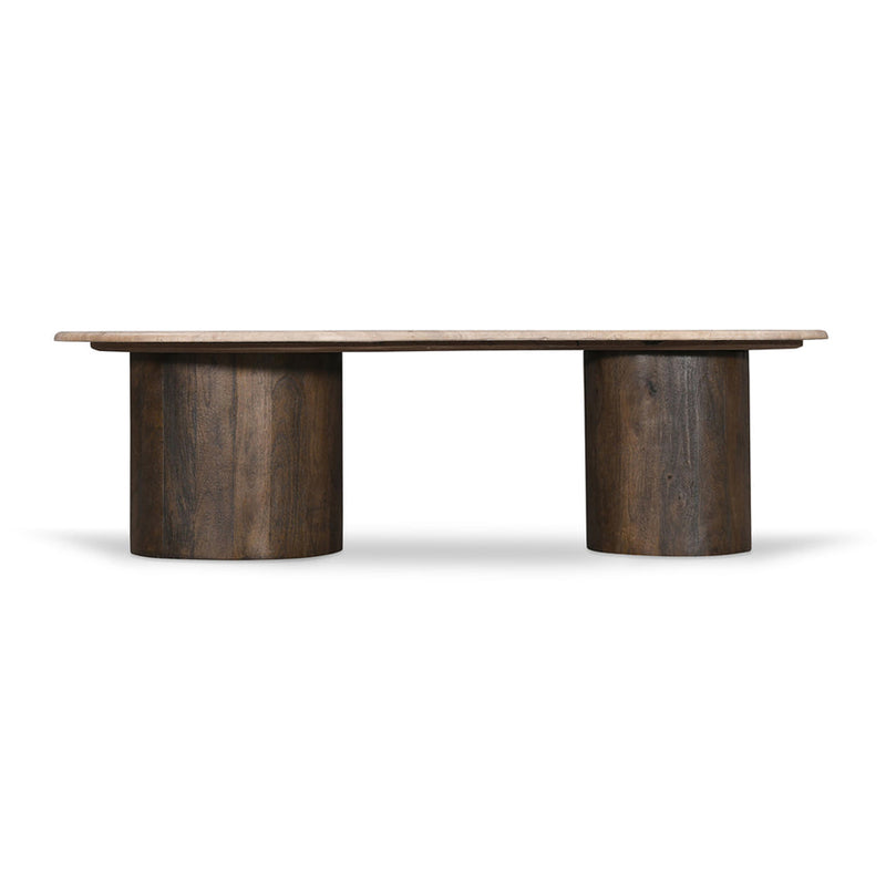 1.2m Travertine Top Coffee Table - Walnut