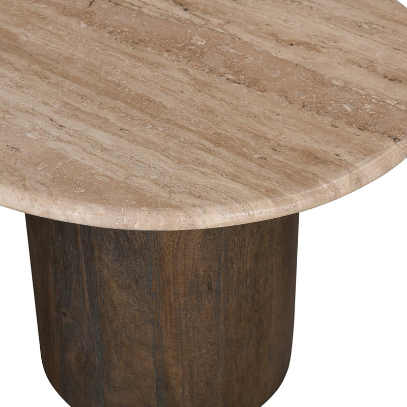 1.2m Travertine Top Coffee Table - Walnut