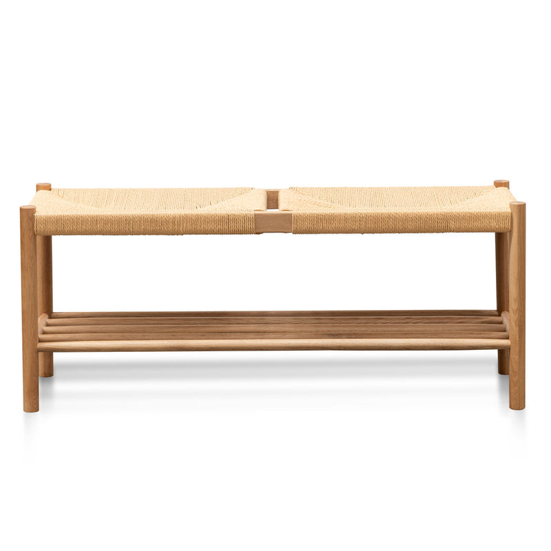 110cm Black Oak Bench - Natural Seat