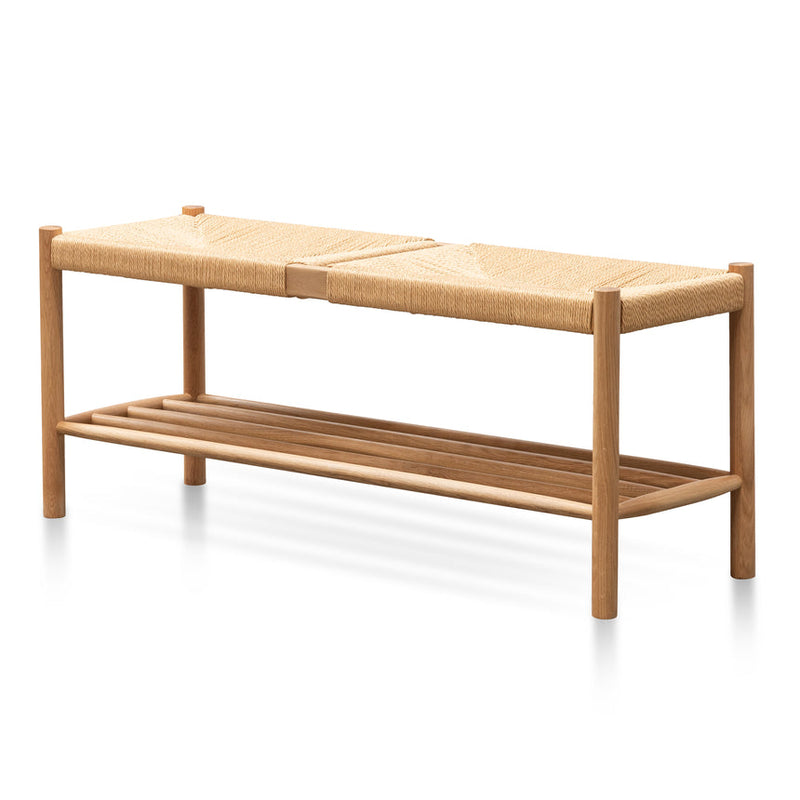 110cm Black Oak Bench - Natural Seat