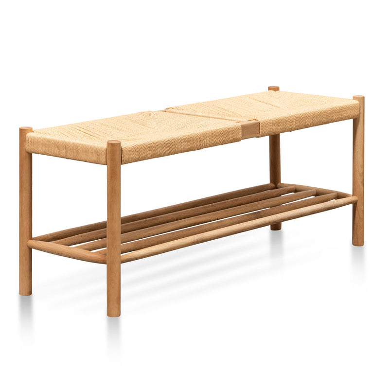 110cm Black Oak Bench - Natural Seat