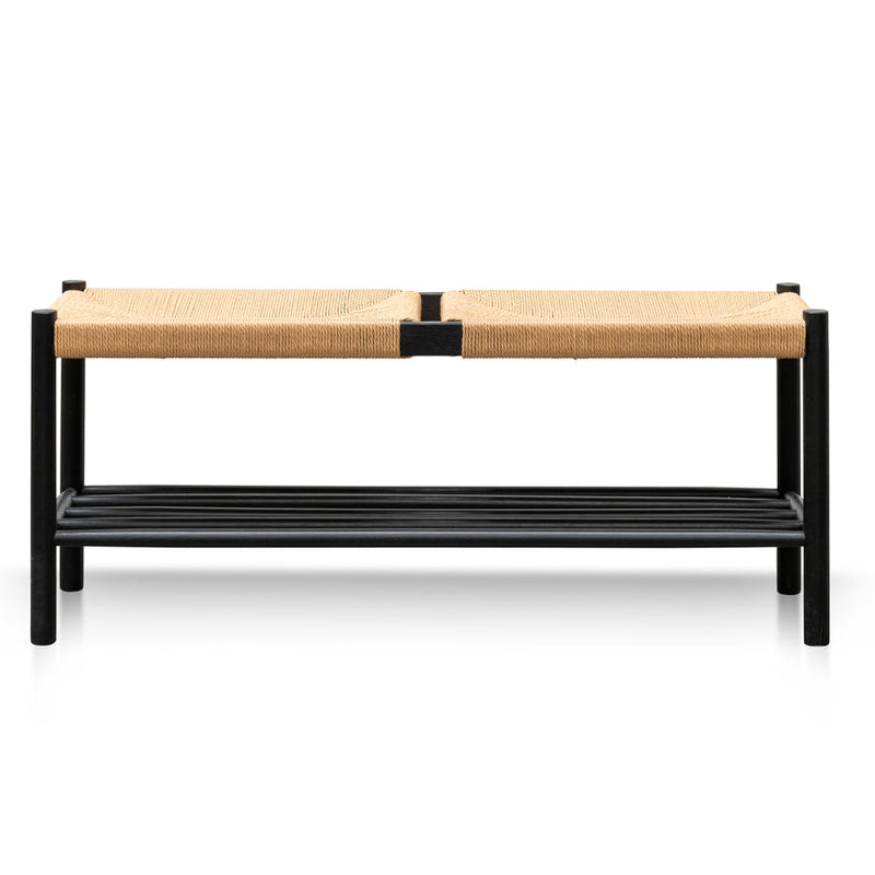 110cm Black Oak Bench - Natural Seat