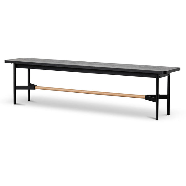 1.8m Black Wooden Bench - Natural Footrest