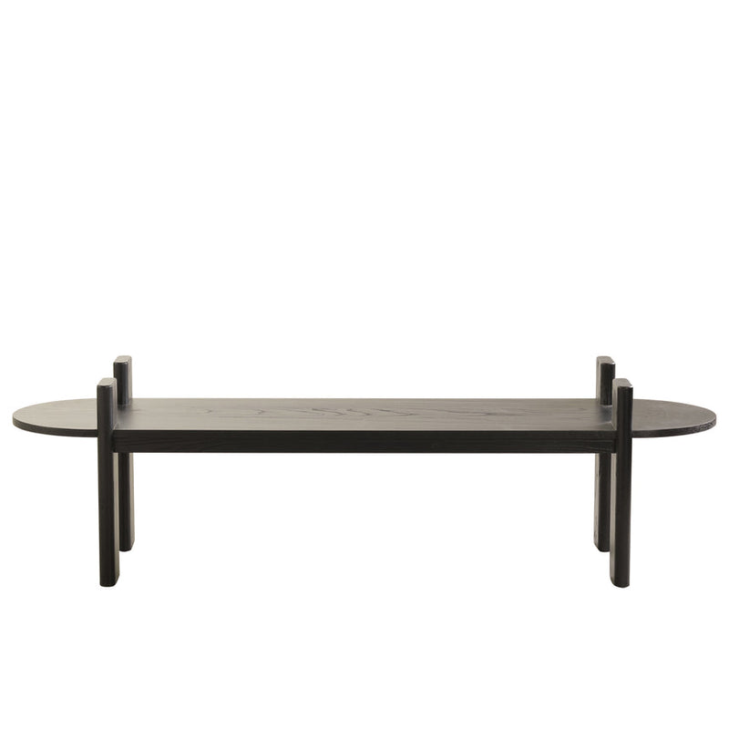 1.6m Black Elm Bench - Natural Linen