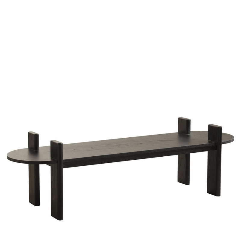 1.6m Black Elm Bench - Natural Linen