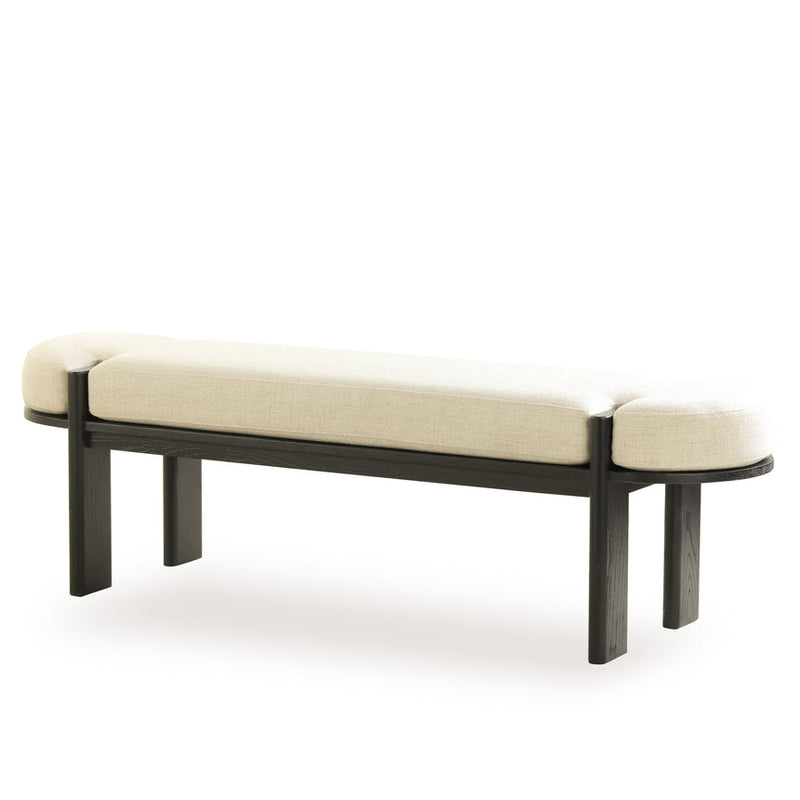 1.6m Black Elm Bench - Natural Linen