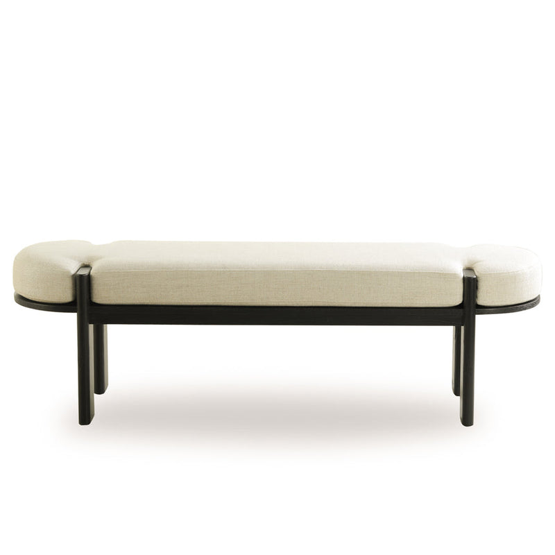 1.6m Black Elm Bench - Natural Linen