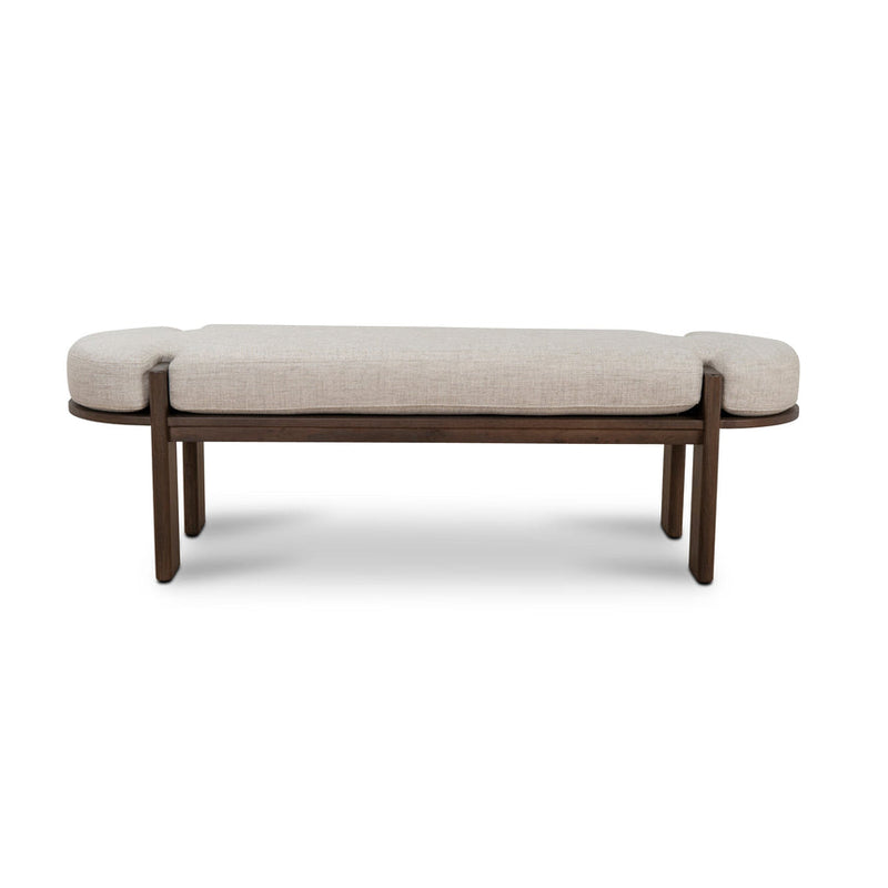 1.6m Black Elm Bench - Natural Linen